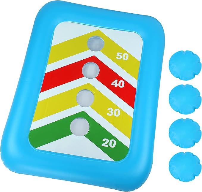36" Floating Toss Game Inflatable Pool Ring Toss Game Floating Swimming Pool Ring Toy with 4pcs Water Bags Floating Cornhole Board Set for Multiplayer Water Pool Game Kid Adult
 (2Pack)