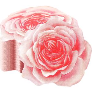 Yeaqee 200 Pcs Flower Shaped Napkins, 2 Ply Disposable Floral Paper Napkin with Pink Rose, 13" x 13" Spring Decorative Flower Tableware for Mothers Day Wedding Bridal Baby Shower Birthday Party Decor