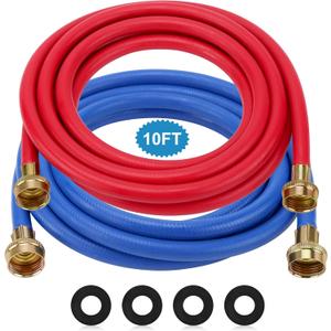 Washer Hose 10 Ft/10FT Rubber Washing Machine Hoses,Washer and Dryer Hose 3/4 Connection Supply Lines for Hot and Cold Water Washer Hoses-by MIFLUS,Universal Washing Machine Hose (2 Packs) Washer Hose 10 Ft/10FT Rubber Washing Machine Hoses,Washer and Dryer Hose 3/4 Connection Supply Lines for Hot and Cold Water Washer Hoses-by MIFLUS,Universal Washing Machine Hose (2 Packs)