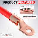 AIRIC UL Listed 1/0 AWG - 3/8" Battery Cable Lugs, Heat Shrink Ring Terminals End, Copper Cable Ends, Wiring Connector Terminal, Electrical Crimp Connectors, Wire Lug for 1/0 Gauge Wires, 4 PCS