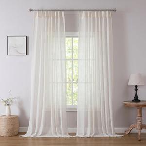 Kayne Studio Boho 2 Panels Semi Sheer Pinch Pleated Curtains,Linen Blended 95 Inches Long Window Treatments,Light Filtering Pinch Pleat Drapes for Farmhouse Living Room 36" W x 95" L, 18 Hooks, Beige