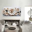 Floral Wall Art For Living Room Modern White Wall Decor Prints 24 X 48 Inch