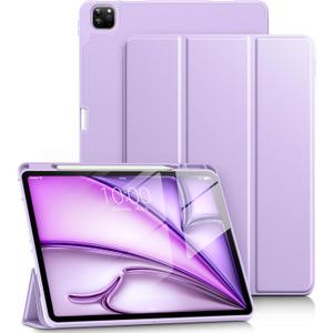 DTTO for iPad Air 13 Inch Case M4/M3/M2 2026/2025/2024, iPad Pro 12.9 Inch Case (6th/5th/4th/3rd Gen), Smart Slim Trifold Stand Soft Cover with Pencil Holder, Taro Purple