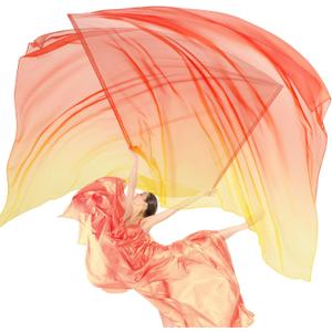 Jecery 2 Set 55x78" Praise Dance Worship Flags with Scalable Rod Guard Church Flag Sets Angel Wing with Sticks Ministry Streamer Dance Banner(Yellow Orange Red)