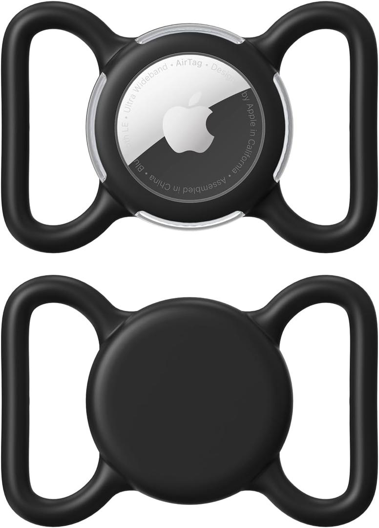 Waterproof Airtag Holder for Dog Collar, Soft Full-Body Protective Airtag Holder for Dog & Cat Collars, Ultra-Durable, Easy Installation, Lightweight Clear Airtag Case (Black, Large)