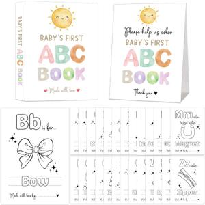 Baby's First ABC Book Baby Shower Activity, Boho Sun Baby Shower Guest Book Alternative with Alphabet Coloring Pages, Educational Keepsake & Activities, Sunshine Baby Shower Games Craft Kit