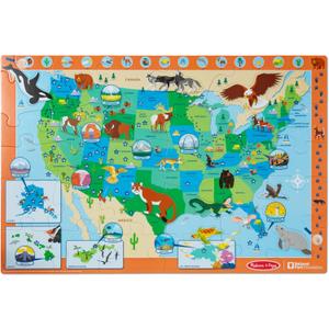 Melissa & Doug National Parks U.S.A. Map Floor Puzzle  45 Jumbo and Animal Shaped Pieces, Search-and-Find Activities, Park and Animal ID Guide - FSC Certified
