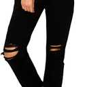 WAX JEAN Women's Mom Jean with Blown Out Knee (7, Black)