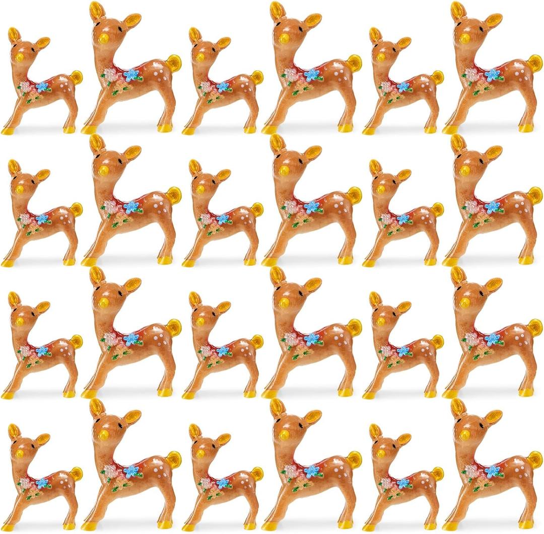 Sawysine 22 Pcs Deer Figurines - Forest Animals Christmas Miniature Deer Woodland Animals Creatures for Crafts Christmas Garden Decoration Cake Toppers