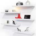 RICHER HOUSE 5 Set White Floating Shelves, Wall Mounted Shelves for Wall Decor, Modern Picture Ledge Shelf with Lip for Wall Storage Nursery, Bedroom, Living Room, Bathroom - White (5pcs*15.75in, White)