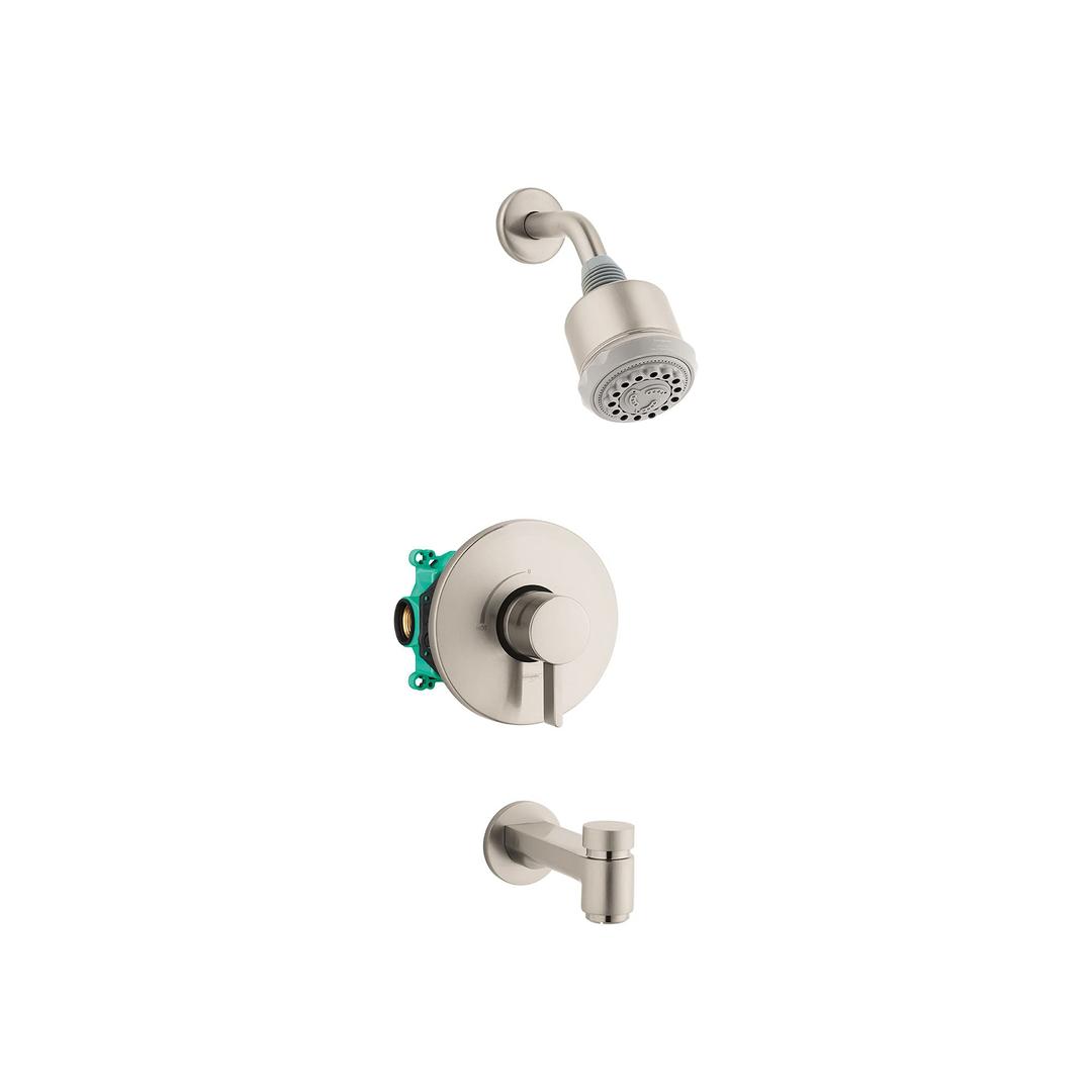 hansgrohe Clubmaster 3-Spray Shower Set 2.5 GPM, Brushed Nickel, 04907820