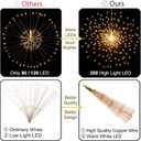 200 LED Starburst Sphere Lights,Firework Light Battery Powered, Tent Chandelier Remote Control, Waterproof Hanging Lights for Gardens Courtyards Porches Christmas Party Home DecorWarm White
