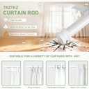 TKZTKZ Sturdy Durable Curtain Rod:White Curtain Rods for Windows 18-60 Inch,Adjustable Heavy Duty Curtains Rod for Bedroom/Kitchen/Dorm/Apartment/Door,Small Modern Decorative Drapery Rods (All-Metal)