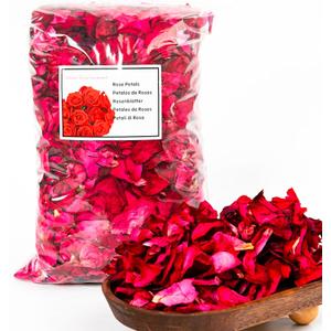 Fortunate Flowers 16oz/450g Dried Rose Petals Bulk for Wedding, 80+ Cups Red Fresh Real Dry Rose Petals Dried Flower Petals Bulk for Bath, Confetti, Flower Girl, Bridal Shower, Roses Petals Decoration
