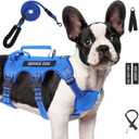 Escape Proof Dog Harness for Large Medium Sized Dogs Six Point Adjustable, Service Dog Vest Harness and Leash Set, No Pull Dogs Harnesses with Handle, Medium Dog Harnesses for Walking(Blue, M)