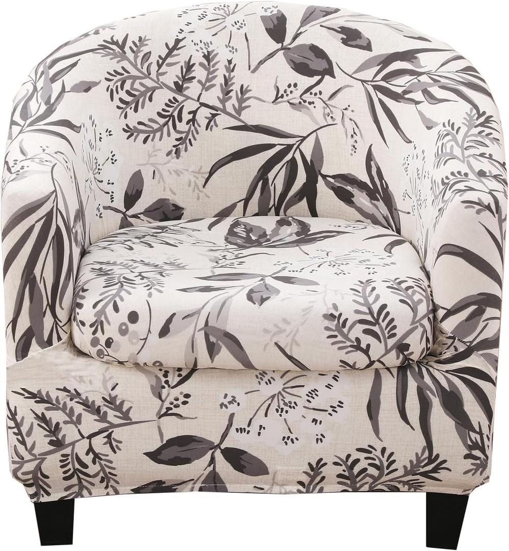 KRFOONN Club Chair Slipcover 2 Piece Stretch Printed Round Barrel Chair Covers Removable Tub Chair Slipcover with Elastic Bottom Chair Coverings Furniture Protector Cover for Living Room, B24 (Colorb24)