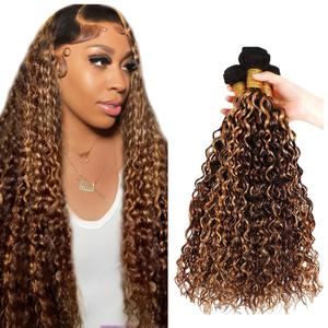 P4/27 Highlight Ombre Bundle Honey Blonde Wet and Wavy Bundles Human Hair Brazilian Virgin Hair 3 Bundles 28 30 32 Inch P4/27 Water Wave Bundle