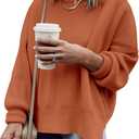 Imily Bela Womens Oversized Tunic Sweaters Fall Slouchy Long Sleeve Ribbed Knit Side Slit Pullover Jumper (Orange)