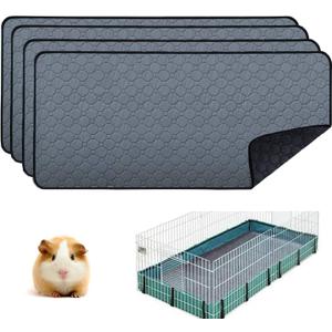 4 Pack Guinea Pig Cage Liners - Washable Guinea Pig Pee Pads, Waterproof Reusable & Anti Slip Guinea Pig Bedding Fast and Super Absorbent Pee Pad for Small Animals Rabbit Hamster Rat