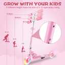 Scooter for Kids Ages 3-12 - Kids Kick Scooters with Led Light Up Wheels & 3 Levels Adjustable Handlebar, Lightweight Foldable 2 Wheel Girly Pink Scooter, Christmas Birthday Gifts for Girls Boys