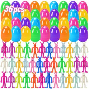 Labrostar 36Pack Prefilled Easter Eggs with Squeeze Toys Inside Bright Colorful Filled Squeeze Toys Easter Basket Stuffers Easters Egg Fillers Egg Hunt Party Favors Classroom Prize Supplies