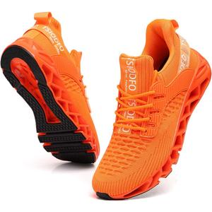 TSIODFO Slip on Sneakers for Women Casual Sport Running Shoes Athletic Train Tennis Walking Shoes Ladies Gym Workout Jogging Fashion Sneaker Orange Size 10.5