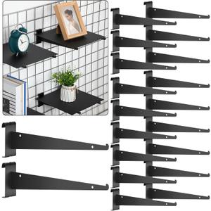 Blulu 20 Pcs 12" Gridwall Knife Shelf Bracket with Lip Metal Wire Gridwall Brackets Hooks Grid Wall Panels Hanger Heavy Duty Shelf Grid Wall Accessories for Home Business Boutique Display (Black)