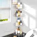 ALLZONE Corner Shower Caddy Tension Pole, 4-Tier Adjustable Shelves, Rustproof Bathroom Shower Organizer Corner for Inside Shower Storage, Tension Mounted, 56 to 113 Inch Height, Sliver (Silver)