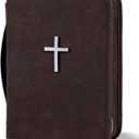 Vegan Leather Bible Cover Case, Bible Bag with Phone Pocket, Bible Case for Men Women, Christian Gift Box Packaging (Brown)