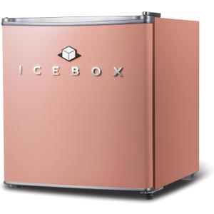 ICEBOX 1.7 Cu. Ft. Compact Refrigerator, ENERGY STAR Certified Small Refrigerator, Single Door Mini Fridge with Freezer, R600a Refrigerant,IBCR17BLS, Blush Red, Standard