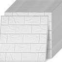 30 Pcs 3D Wall Panels Peel and Stick, White Brick Wallpaper Peel and Stick Waterproof Faux Brick Wall Panels Decorative Self Adhesive Tiles for Interior Walldecor, Home Decoration