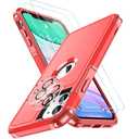 SPIDERCASE Shockproof for iPhone 11 Case,[10 FT Military Grade Drop Protection],with 2 pcs[Tempered Glass Screen Protector+Camera Lens Protector] Heavy Duty Full-Body Protective Phone Case,Red Pack of 3