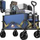 Navy Blue Collapsible Wagon with Wheels, Portable Wagons Carts Foldable, Folding Wagon Cart for Groceries, Sports Garden Shopping Utility Wagon