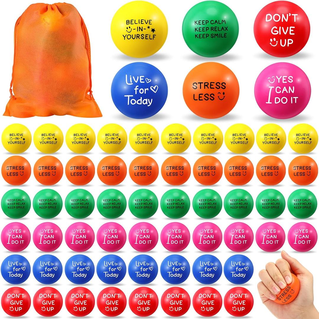 Jenaai 150 Pcs Motivational Stress Balls Bulk Funny Stress Anxiety Relief Balls with Quotes Small Inspirational Mental Health Gifts for Adults Employee Coworkers(Classic Color)