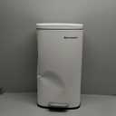 SONGMICS Trash Can with Lid, 8 Gallon Garbage Can, Stainless Steel Small Waste Bin with Step Pedal and Inner Bucket, Soft Close, Kitchen, White ULTB102W01