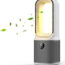 Misby Desk Fans Small Quiet, 13 Inch Bladeless Table Fan, 9 Speeds for Powerful Airflow, 70 Oscillating Fan with Night Light and Timer, Desktop Cooling Fan for Bedroom, Office, Nightstand, Grey