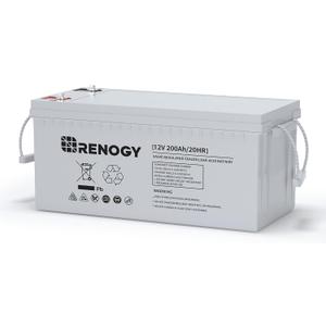 Renogy Deep Cycle AGM Battery 12 Volt 200Ah, 3% Self-Discharge Rate, 2000A Max Discharge Current, Safe Charge Most Home Appliances for RV, Camping, Cabin, Marine and Off-Grid System, Maintenance-Free