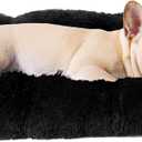 EHEYCIGA Fluffy Dog Crate Bed for Medium Dogs, Plush Faux Fur Crate Pad, Calming Anti Anxiety Medium Dog Bed, Washable Soft Warm Crate Mat with Non-Slip Bottom, Black