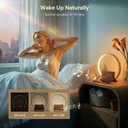Alarm Clock with Sunrise & Sleep Sound Machine Natural Wake-Up Light, Dual Alarms & Snooze, 20 Soothing Sounds, Dimmable Clock & Night Light, for Heavy Sleepers & Adults, Deep Wood Grain