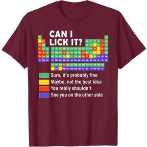 Can I Lick It tee Funny Periodic Table Of Elements science T-Shirt, XL