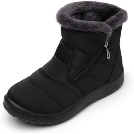 Cheval Winter Snow Zip Up Boots for Women, Fur Lined Warm Ankle Booties, Outdoor Anti-slip Waterproof Comfortable Short Boot, Botas De Invierno Para Mujert Size 41
