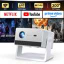 HAPPRUN Portable Smart Mini Projector with WiFi and Bluetooth 4K Decoding