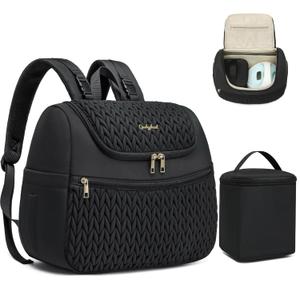 Qualyphant Breast Pump Bag for Spectra S1/S2 & Medela Insulated Cooler Bag, 13" Laptop Sleeve, Diaper Bags Backpack Lightweight, Water-resistant & Stylish for Work, Travel, Black
