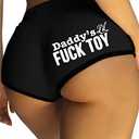Womens Yoga Booty Shorts Sexy Printed Dance Sport Workout Hot Pants Plus Size Lounge Wear Briefs Black M 