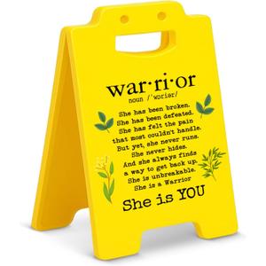 4 x Breast Cancer Survivor Gifts for Women Mom, Breast Cancer Awareness Gifts for Woman, Warrior is You Desk Little Signs Room Decor