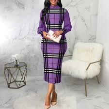 Purple Dress With Square Pattern Design, Size L