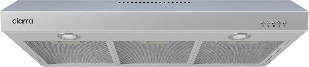 CIARRA Under Cabinet Range Hood 30 inch Ductless Convertible Duct, Stove Vent Hood for Kitchen with 3-Speed Exhaust Fan in Stainless Steel