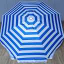 LOTTAFUN 6ft Beach Umbrella - Heavy Duty Wind Resistant UV 50+ Portable Sun Shade with Sand Anchor & Carry Bag, Outdoor Folding Umbrella for Beach, Pool, Patio, Garden (Blue strip) No Tilt