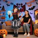 Clown Costume for Kids, Scary Killer Jester Dress with Headpiece Socks for Girls Halloween Creepy DressUp Party (XS)