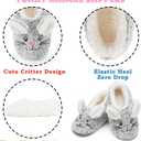 Cozylook Cute Animal House Slippers - Fuzzy Warm Bedroom Slipper Socks Non-Slip Grippers with Funny Face Designs, Fun Christmas Gifts Unique (11-13 Little Kid, Grey Bunny)